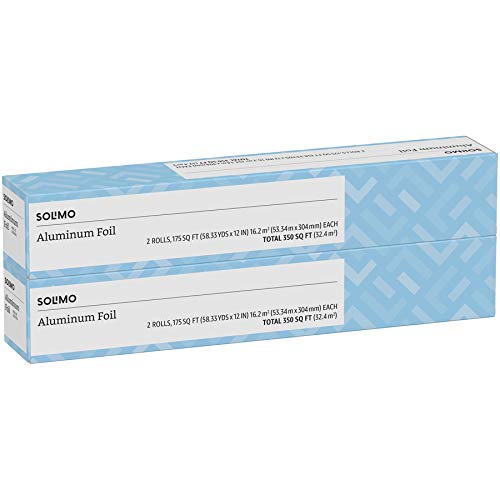 Amazon Brand - Solimo Aluminum Foil, 175 Square Foot Roll, (Packaging May Vary), 350 Sq Ft (Pack Of 2) #TOP2