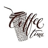 L'heure du café avec des grains de café à emporter, une tasse et une paille Stickers muraux 42x48.3cm Culture du tatouage Café