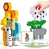Montessori Toys for 1 2 3 Year Old Boys Girls Gifts: Wooden Animal Stacking Toys for Toddlers - Building Blocks Toys for Infants Age 2 3 4 - Birthday Gifts for 1 2 3 Year Old Boys Girls Presents