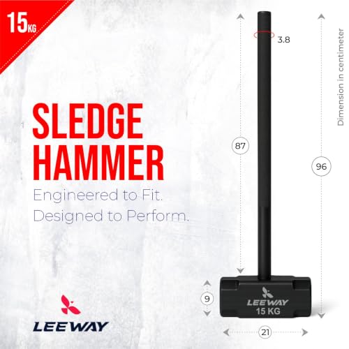Image of LEEWAY 15 Kg Sledge Hammer for Strength Training, Gym Hammer, ClubBell, MaceBell for Full Body, Shoulder, Grip and Forearm Workout, Stretching Exercise Sledgehammer (Hammer, 15 kg)