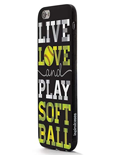 Inspired Cases - 3D Textured Iphone 6/6S Case - Rubber Bumper Cover - Protective Phone Case For Apple Iphone 6/6S - Live Love & Play Softball #TOP2