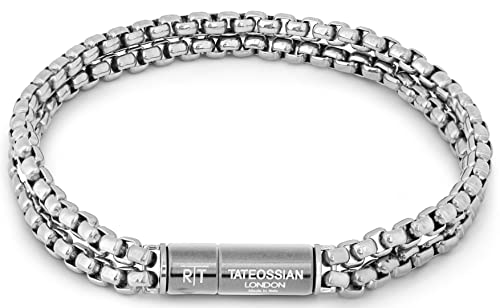 Tateossian Men's Pop Elements 4Mm Stainless Steel Chain Bracelet, Medium 18 Cm #TOP27