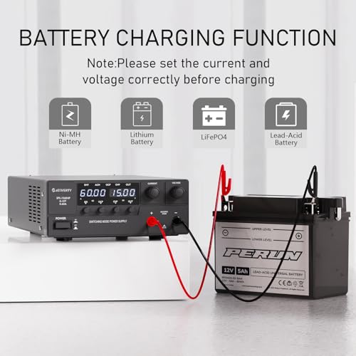Image of DC Power Supply Variable, 0-15V 0-60A 900W Switching DC Regulated Bench Power Supply with Encoder Knob, Output On /Off Switch, 4-Digit LED Display, OVP & OCP, Aux Output Terminal - SPS-1560HP