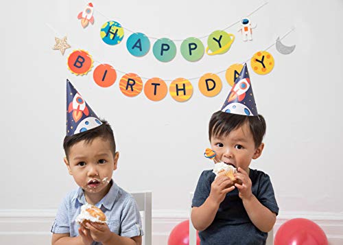 Trip To The Moon- Happy Birthday Banner | Happy Birthday Sign | Birthday Decorations | Photo Prop | Planets, Rocket, Astronaut, Star, Space, Solar | Outer Space Party | Modern Kids Party #TOP2