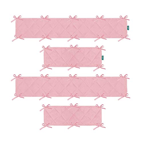 Breathable Mini Crib Liners for Girls, 24\"x 38\" Machine Washable Nursery Portable Crib Liner, 4 Pieces for Babies Mini Crib Liners Padding, Pink