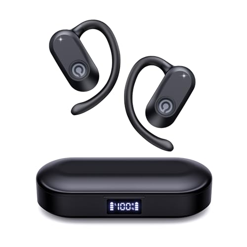 CXK Open Ear Headphones, Bluetooth 5.4 True Wireless Earbuds with 60Hrs HD Stereo Sound, 0.27oz Lightweight Design Bone Conduction Headphones with Mic, IPX6 Waterproof Fit Sports, Running, Black