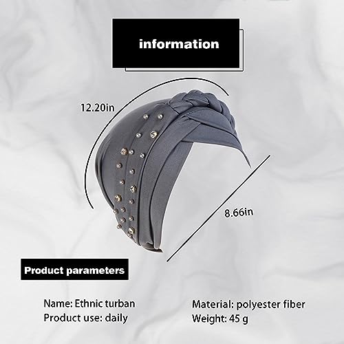WUERKIYA Turbans pour Femmes Chapeaux de Chimio en Coton Casquettes Souples Cheveux Wraps Turban plissé Bonnet Bonnets de Couchage - Gris – vue 2