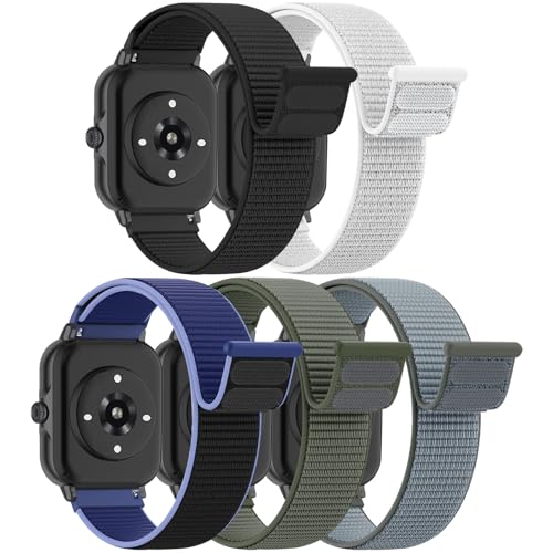 Znyziha 5 Pack Nylon Loop Sport Band Compatible with IDW13,IDW16,IDW19 Smartwatch Band,22mm Breathable Soft Watch Straps for Woneligo/Fitpolo/ID208Plus/FITVII H56/Gydom/ENOMIR/Tensky/Amzhero IDW19 by Znyziha - Used condition - US$11.14