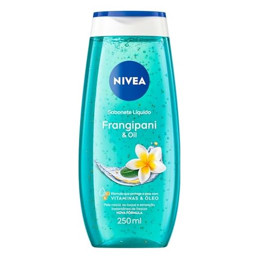 NIVEA Sabonete Líquido Frangipani & Oil 250ml - Fragrância da flor frangipani com pérolas de óleo, sensação de pele macia e hidratada