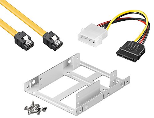 'Kit de Montage baytronic Cadre de Montage pour disques durs/SSD 2,5 S sur Rails 3,5 Adaptateur Mounting Frame Support Doppelter Einbaurahmen + 50cm SATA Kabel