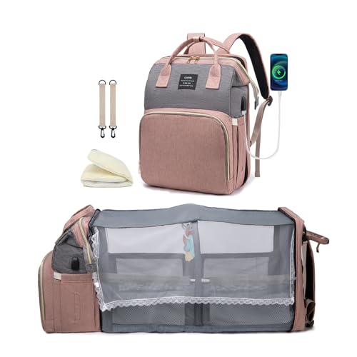 Image of Baby Diaper Bag Backpack for Travel: Pink Diaper Bag with Changing Station Girl Big Large Mommy Bag Travel Mochila Pañaleras para Bebe Niña Niño Bulto Newborn Essentials Must Haves Registry Search