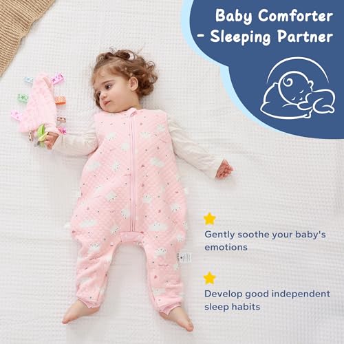 Image of ZIGJOY Baby Tag Security Blanket, Soft Lovies for Babies, Baby Comforter,10 inchX10 inch, Pink