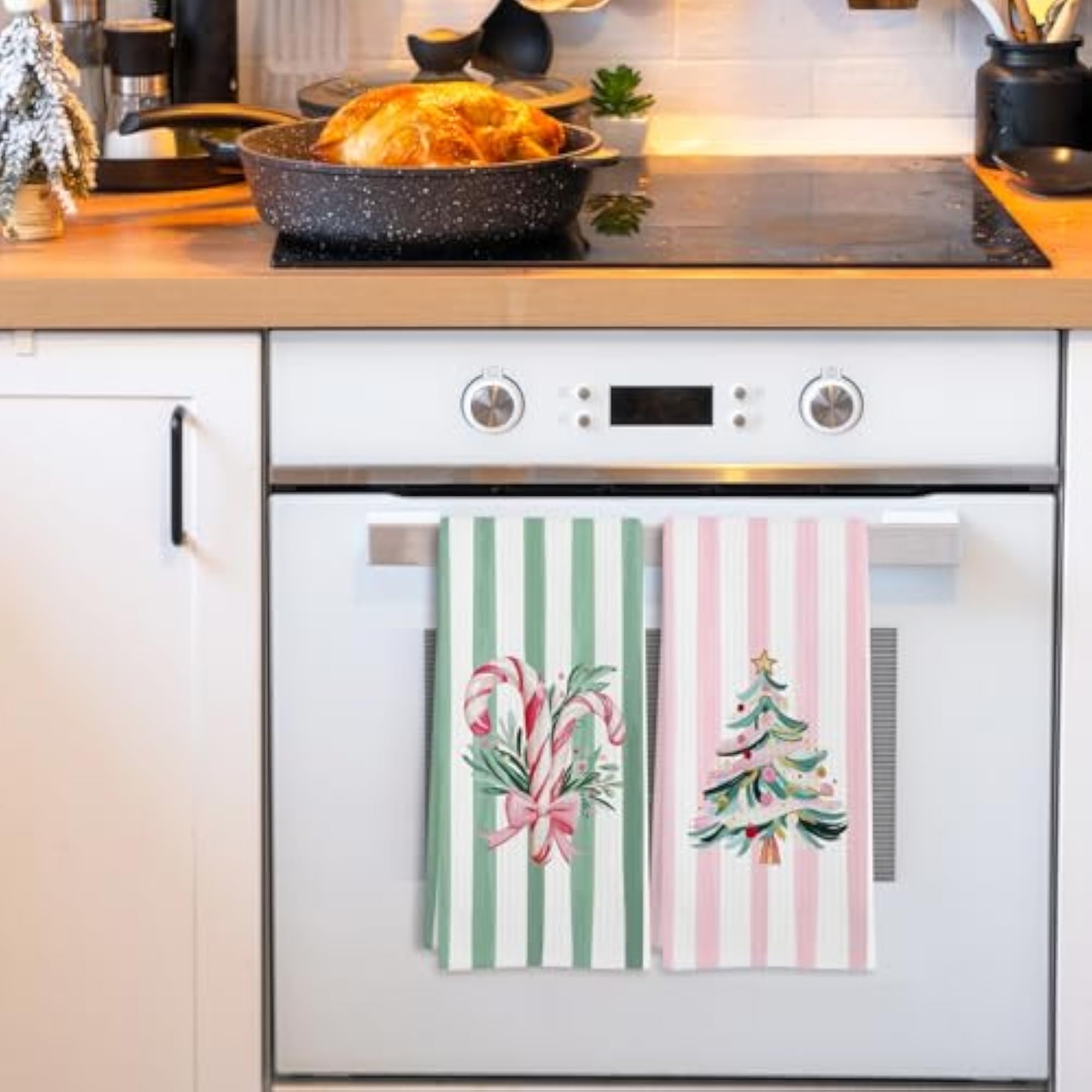 Preppy Christmas Tree Kitchen Towels Set of 2