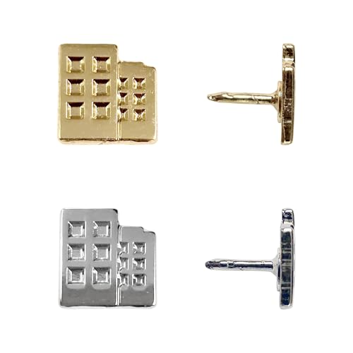 Image of Building Push Pins - Silver Metal Building Pins - for Cork Board, Maps, or Lapel Pin Use - Designed in USA - Set of 4