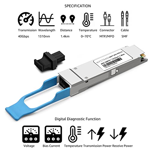 Image of 40GBASE-PIR4 QSFP+ Optical Transceiver Module Compatible with Cisco QSFP-40G-PLRL4 40G PLRL4 1310nm 1.4km DDM MPO-12 /APC SMF