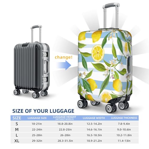 Travel Luggage Cover Elastic Suitcase Protector Washable Baggage Covers Fit For 22-24 Inch Luggage Stripes Lemon Flower Fruits Pattern Suitcase Cover M4
