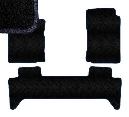 Navy Blue Edge Custom Fit Front & Rear Carpet Floor Mats, Black, Compatible with Toyota Tacoma Double Cab 2007 2006 2005 FL-232926