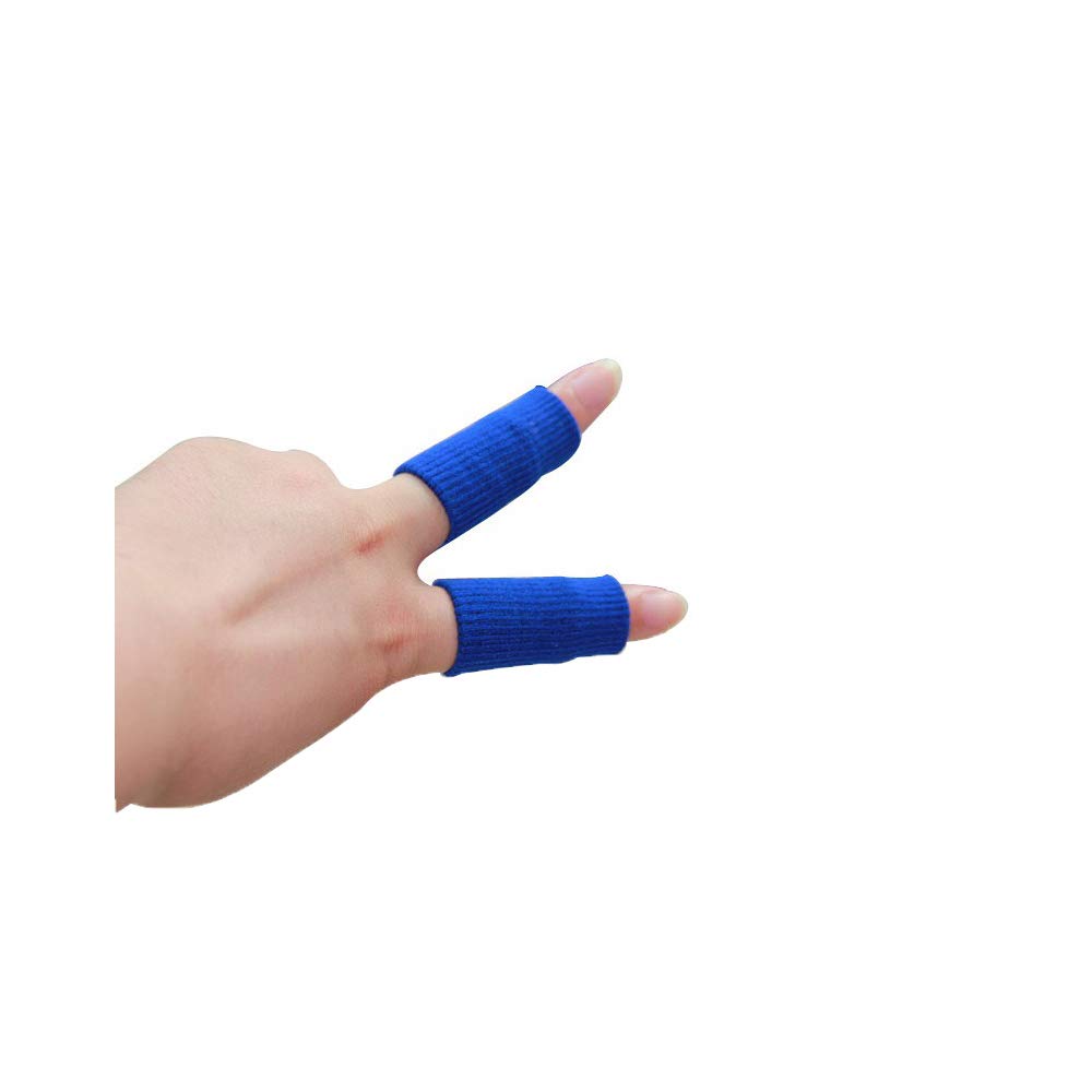 HLH 10 Pieces Finger Sleeves Thumb Braces Support Elastic Compression Protector Braces for Relieving Pain, Arthritis,Trigger Finger, Sports (blue)