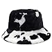 Campsis Fluffy Plush Bucket Hat Black Cow Fur Wool Winter Bucket Hats Warm Thick Bucket Cap Skiing Cycling Camping Hiking for Women and Girls