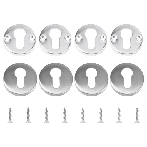 UFURMATE 4 Round Euro Profile Escutcheon Set, Grade 304 Stainless Steel Keyhole Cover Suitable for Door Wooden Door Anti-Theft Door