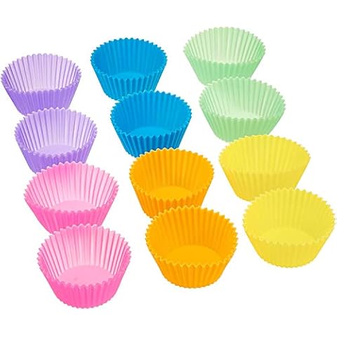 Abllore 12 Pack Silicone Cupcakes Liners - Reusable Non Stick Silicone Cupcake Baking Cups & Silicone Muffin Liners For Baking - Standard Size Silicone Baking Cups For Cupcake, Muffins & More Cover