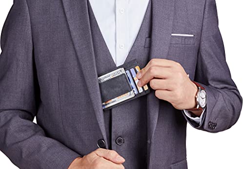 Toughergun Slim Wallet for Men RFID Blocking Money Clip, Minimalist Front Pocket Credit Card Holder, Magnetic Thin Mens Wallets with ID Window