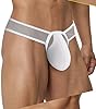 Faringoto Slip de bikini sexy en soie glacée transparente taille basse pour homme avec poche bombée transparente, blanc, Small #3