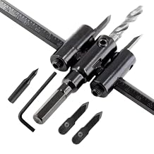 Adjustable Hole Saw 1-3/16" to 7-7/8" 30 to 200mm, Heavy Duty Circle Cutter Drill Bit for Wood & Drywall, Round Cutting DIY Tools - Black