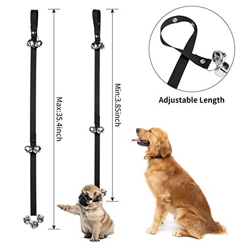 Jexcull Dog Doorbell For Training, Adjustable Puppy Doorbells Premium Doggy Train Tools Pet Supplies With 7 Loud Doorbells & 3 Snaps For Small, Medium, Large Dogs Go Outside, Black #TOP2