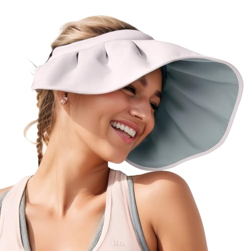 BENEUNDER Sheel Sun Hats for Women Wide Brim Foldable UV Protection UPF50+ Visors for Outdoor Travel Vacation Pink