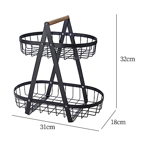 Frutero de alambre negro con madera para decorar cocinas modernas 3