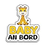 Baby on Board Aufkleber Auto, Baby Giraffe Auto Aufkleber, Baby on Board Sticker 16 x 14.5 cm, Wetterfest und UV-Beständig aufkleber auto, Sticker Baby und Auto Baby für sichere Fahrten mit Ihrem Kind