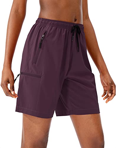 Santiny Women's Hiking Cargo Shorts Quick Dry Lightweight Summer Shorts For Women Travel Athletic Golf With Zipper Pockets(Purple_Xl) #TOP1
