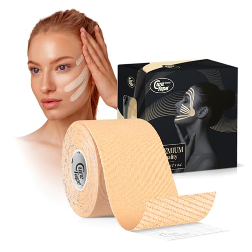 CureTape Beauty Face Tape - Gesichts tape gegen Falten | Face Lifting Tape für sofortigen Lifting-Effekt | Hautstraffung & Faltenglättung | Hypoallergen & Latexfreies Facetape - 5 cm Rolle