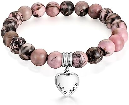XIUDA Heart Cremation Memorial Urn Bracelet 316L Stainless Steel Keepsake Jewelry Urn Bracelet for Ashes for Women-With Me Always