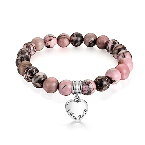 XIUDA Heart Cremation Memorial Urn Bracelet 316L Stainless Steel Keepsake Jewelry Urn Bracelet for Ashes for Women-With Me Always