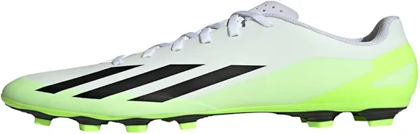 adidas Unisex-Adult X Crazyfast.4 Firm Ground White/Core Black/Lucid Lemon 4.5