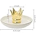 MyGift Ceramic Golden Crown Ring Holder & Jewelry Dish