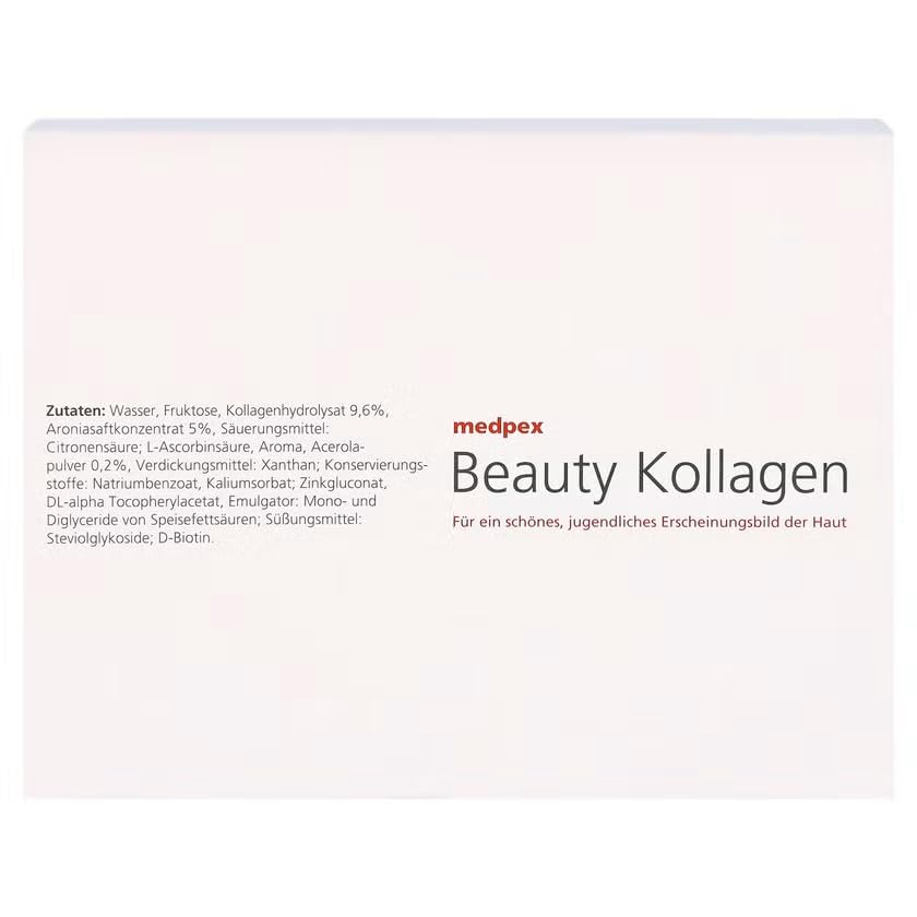 medpex Beauty Kollagen Duo – 2x28 Trinkampullen – Mit Kollagenpeptiden, Vitamin C, Biotin & Zink – Für Hautbild & Kollagenbildung - Nahrungsergänzungsmittel