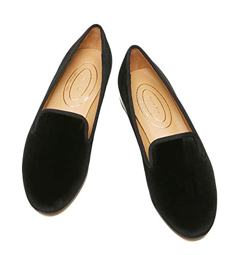Journey West Women's Velvet Loafer Flat with Embroidery Smoking Slippers Slip on Shoes for Women Plain Black US 8.5 by Journey West - Used condition - Image 6