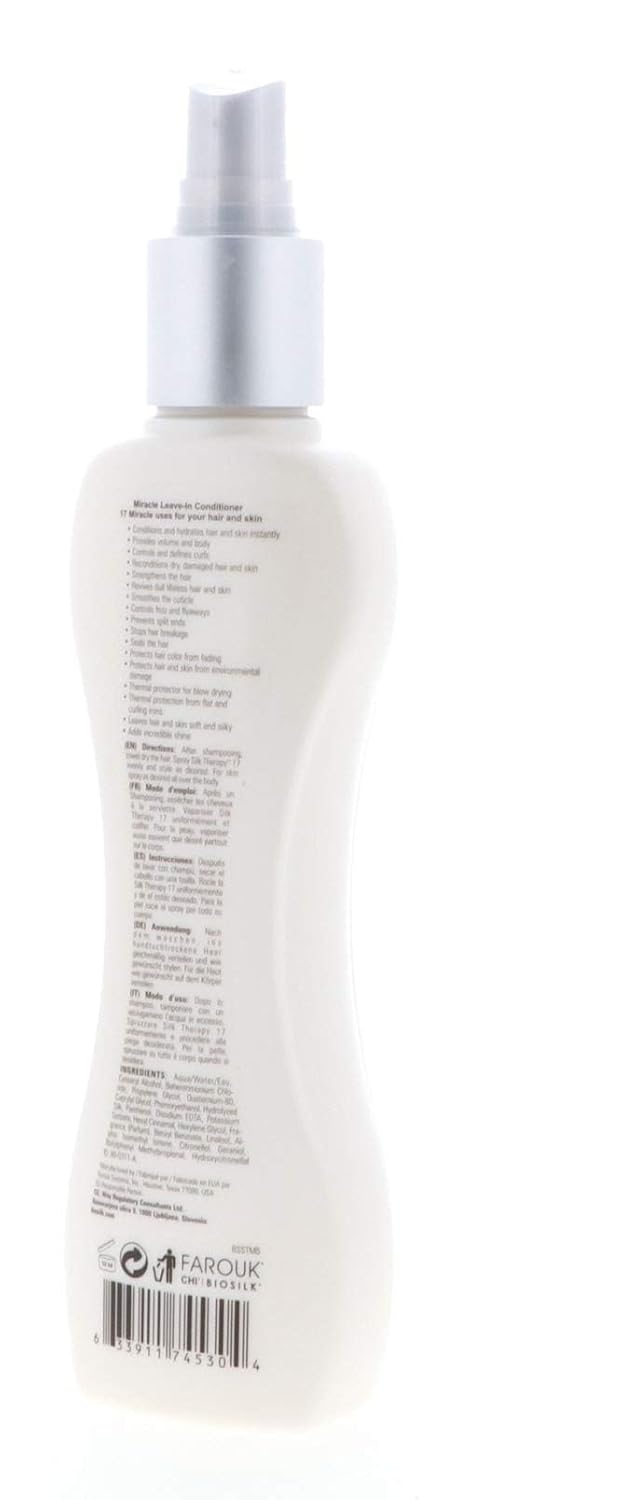 BioSilk Silk Therapy Miracle 17 Leave-In Conditioner,Reconstructs & Repairs Dry & Damaged Hair,Sulfate,Paraben,&-Cruelty-Free,5.64 Oz,(Pack of 2)