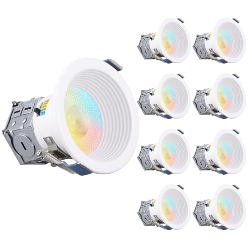 TORCHSTAR 8-Pack 5CCT 3 Inch LED Recessed Light Canless, White