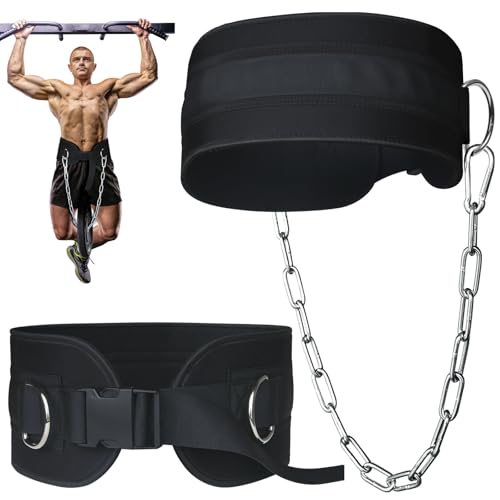 Dip Belt for Weightlifting, Weight Belt with Chain for Pullup,