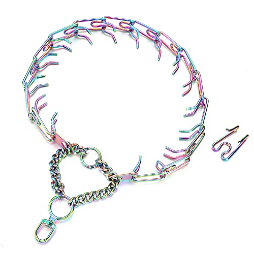 Aiyidi Dog Prong Collar Stainless Steel Metal Chain Dog Pinch Collars Training Collar For Large Medium Small Dogs,Detachable, Adjustable Length 12''- 28'' (Multicolour) #TOP2