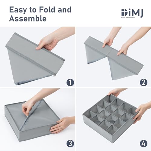 DIMJ Sock Organizer Drawer Organizer - 24 Cell + 16 Cell Underwear Organizer Divider for Storing Socks, Handkerchiefs, Ties, Belts, Grey