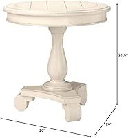 Vista 2 de Roundhill Furniture Rene Mesa auxiliar redonda de madera con pedestal, blanco antiguo