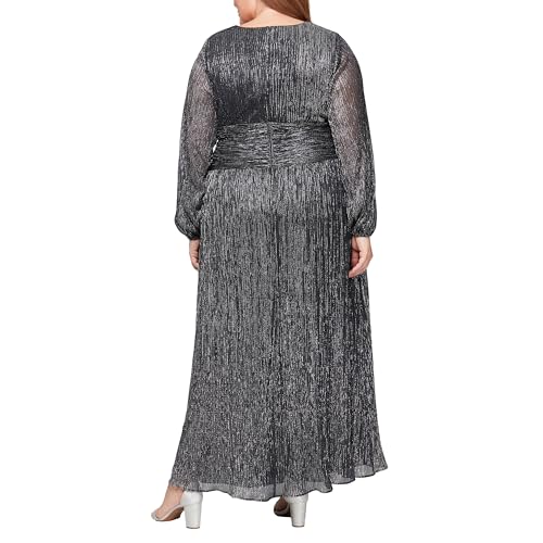 Image of S.L. Fashions Women's Long A-line Mother of The Bride Dress with Ruched Waist (Plus Size)