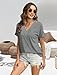EyMuse 2 PCS Women Beach Fashion Short Sleeve V Neck Tops Casual Summer T Shirts Ladies Basic Tees Fashion Soft Comfortable Tunic, Black+Grey,S