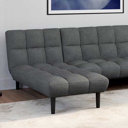 Méridienne clic-clac Salome capitonnée gris IDMarket
