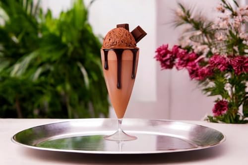 Image of Plastic Milkshake Glass Set - Transparent Elegant Stem for Dessert, Smoothie, Falooda, Mocktail & Juice - Lightweight Serving Cups for Party, Cafe, Kitchen & Restaurant Use (230ML) (6 Pcs)